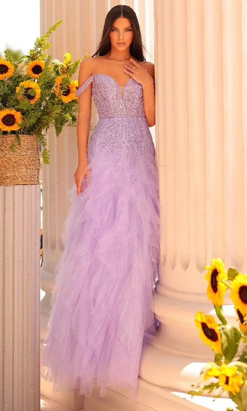 Final Clearance Clarisse 811124 - Off-Shoulder A-Line Prom Dress