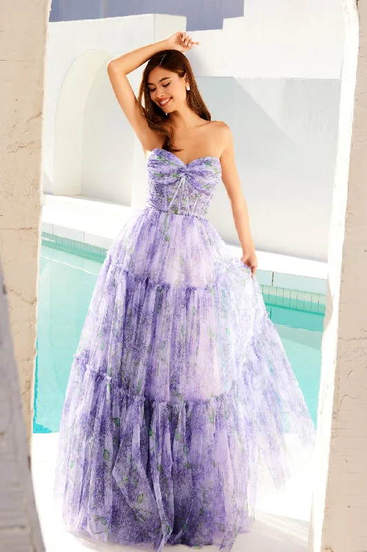 Special Discount Print Strapless A-line Gown by Juliet JT2507A