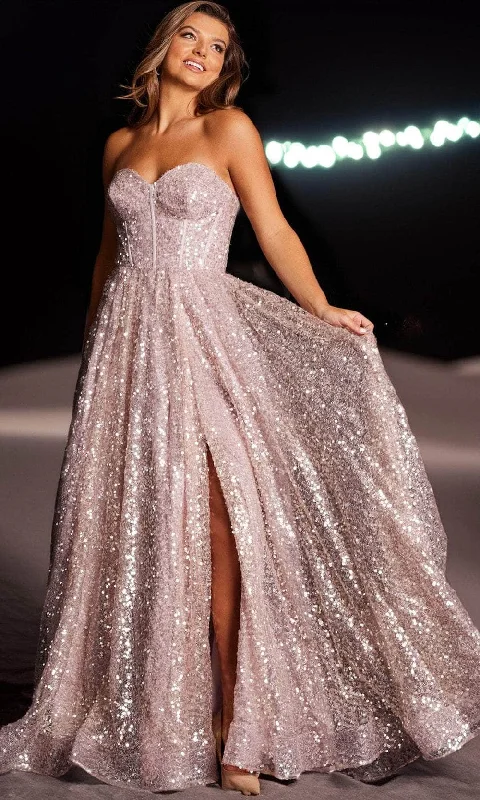 Savings Spectacular Jovani 38607 - Strapless Sequins Prom Dress