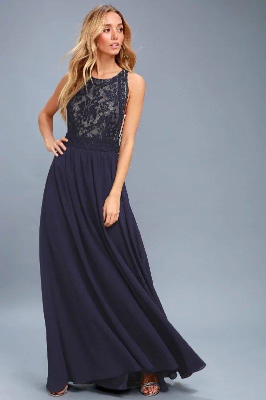 Online Specials Other Forever and Always Navy Blue Lace Maxi Dress