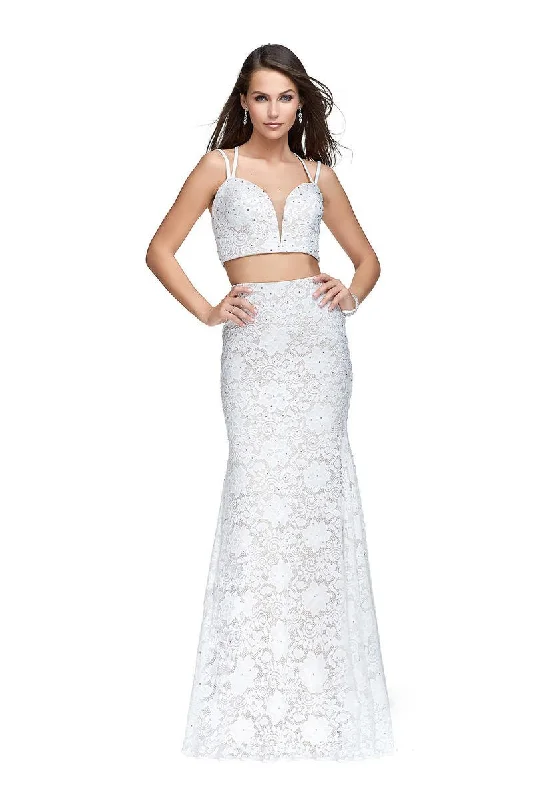 Amazing Deals La Femme - 25771 Two Piece Beaded Lace Trumpet Dress