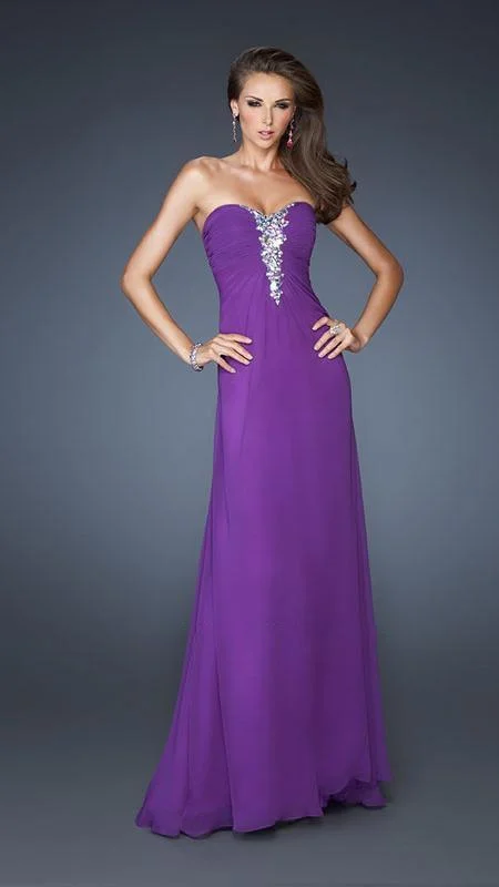 Best Deals La Femme - 19009 Luxurious Sweetheart A-Line Gown with Sheer Layering