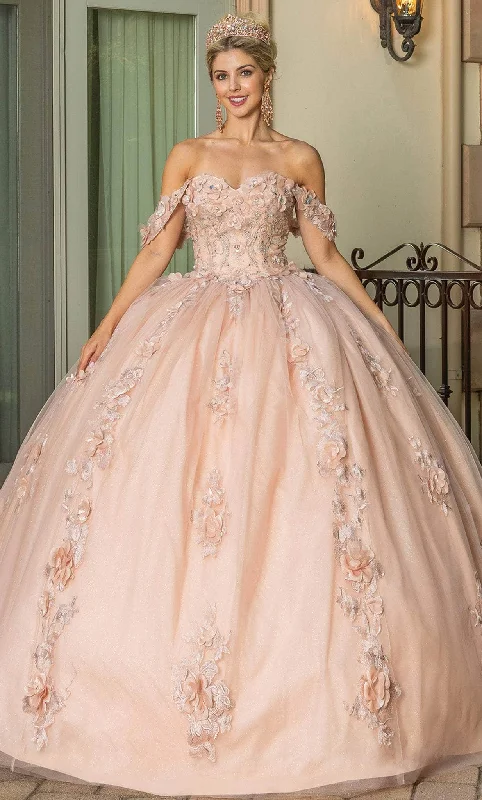 New Deals Dancing Queen 1687 - Draped Sleeve Floral Ballgown