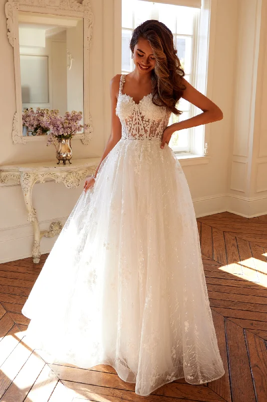 Act Now Applique Sleeveless A-line Bridal Gown by Juliet JT2495AW