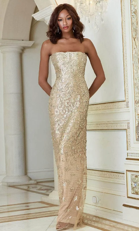 Bonus Savings Jovani 40887 - Straight-Across Neck Column Prom Gown