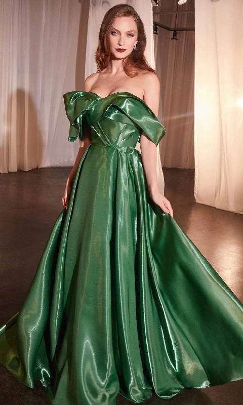 Final Clearance Cinderella Divine CD801 - Pleated Off-Shoulder Ballgown