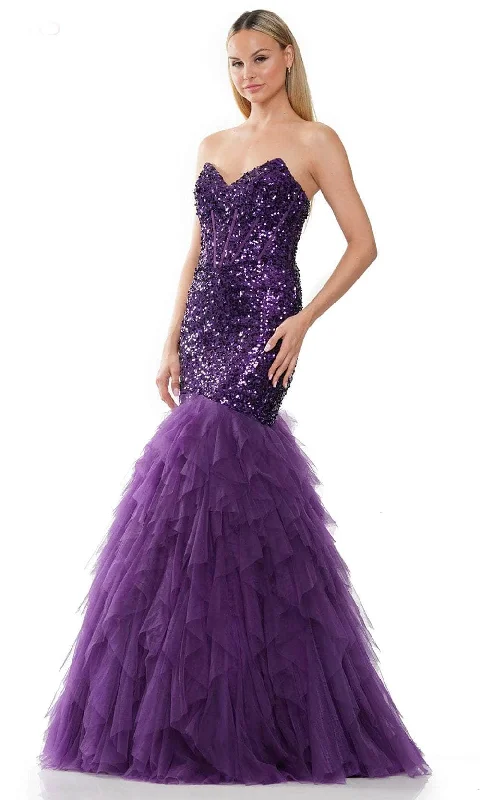 Final Sale Colors Dress 3202 - Tulle Flare Prom Dress