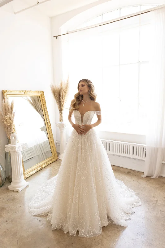 Limited Quantity Embellished Off Shoulder Bridal Gown by Abby Lane 97185