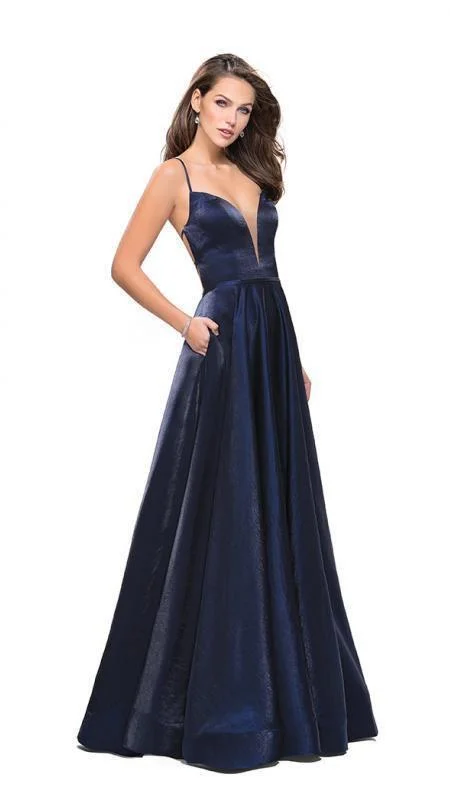Clearance Sale La Femme - 25670 Sleeveless Plunging Sweetheart Satin Gown
