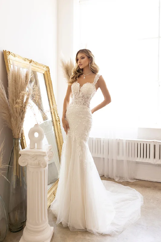Members Only Tulle Lace Mermaid Bridal Gown by Abby Lane 97187