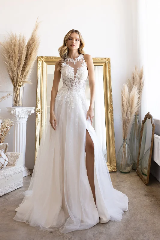 Lowest Price Halter A-line Slit Bridal Gown by Abby Lane 97205