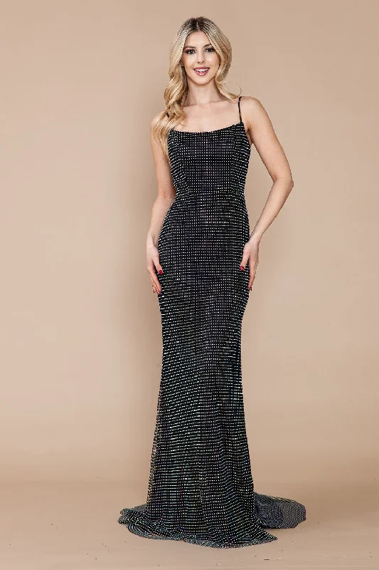 Deal Frenzy Fitted Rhinestone Beaded Sleeveless Slit Gown by Poly USA 9284