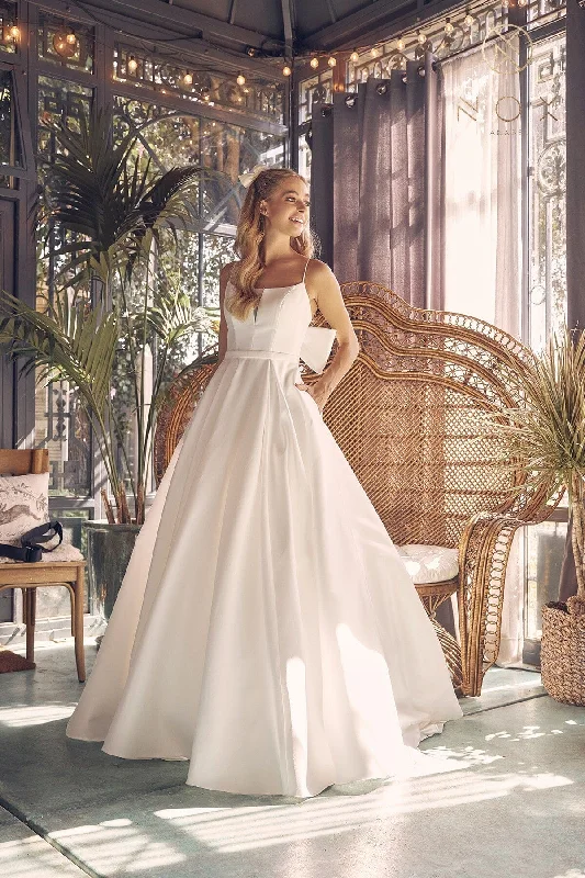 Best Bargains A-line Bridal Gown with Bow Detail by Nox Anabel JE968