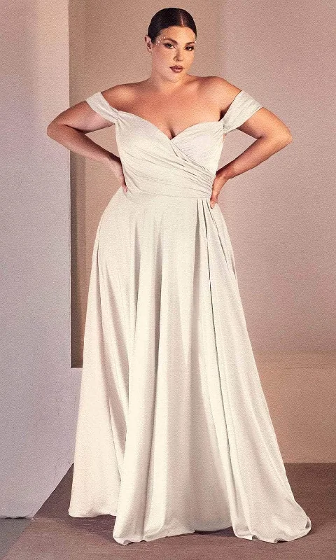 TIME-Limited Offer Ladivine 7493WC - Off Shoulder High Slit Bridal Dress