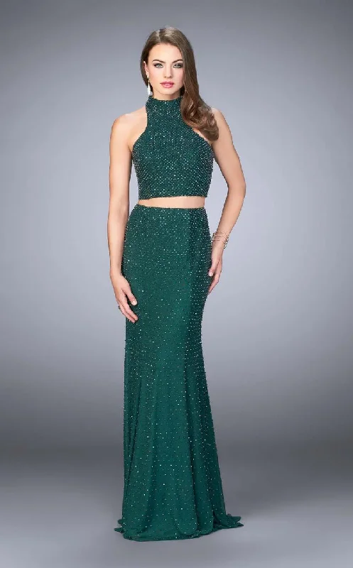 Unmissable Offer La Femme - 24158 Sophisticated Sparkling Sleeveless Beaded High Neck Two-Piece Dress