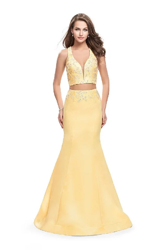 Stock Clearance La Femme - 26311 Sculpted Two-Piece Beaded Mikado Evening Gown
