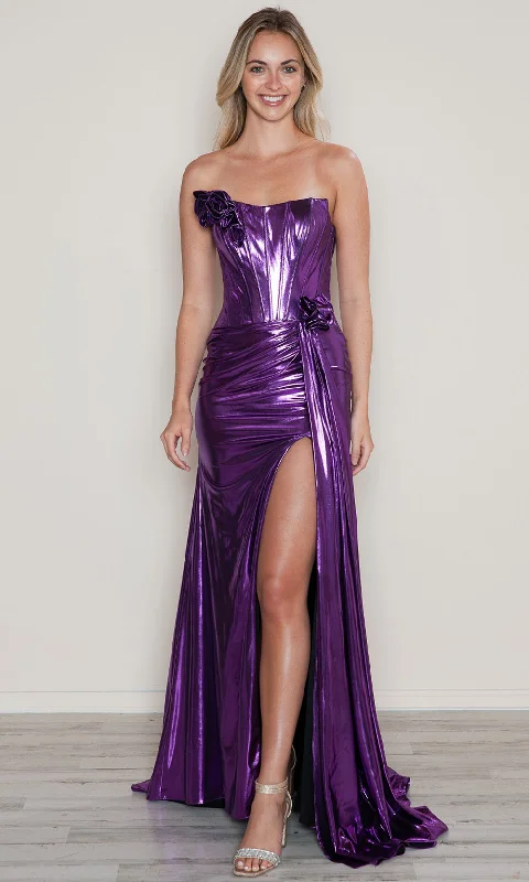 TIME-Limited Offer Poly USA 9682 - Ruffled Strapless Corset Prom Gown