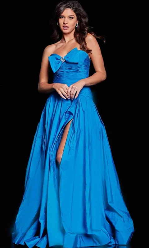 Markdowns Jovani 37066 - Shirred Bow Detail Evening Dress