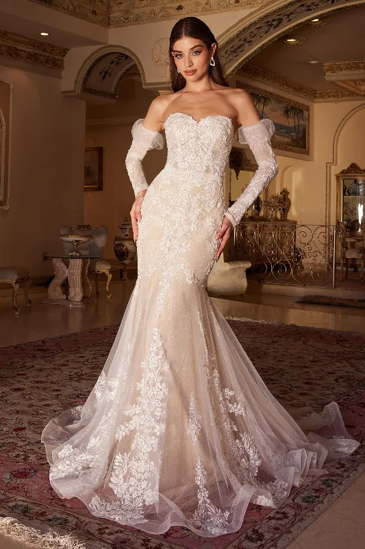 Exclusive Online Offer Applique Strapless Bridal Mermaid Gown by Ladivine WL008