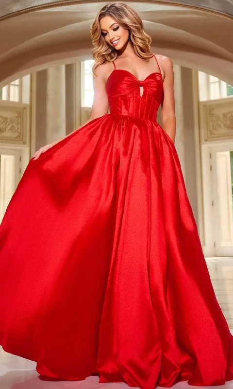 Deal Explosion Jovani 43199 - Lace Up A-Line Prom Dress
