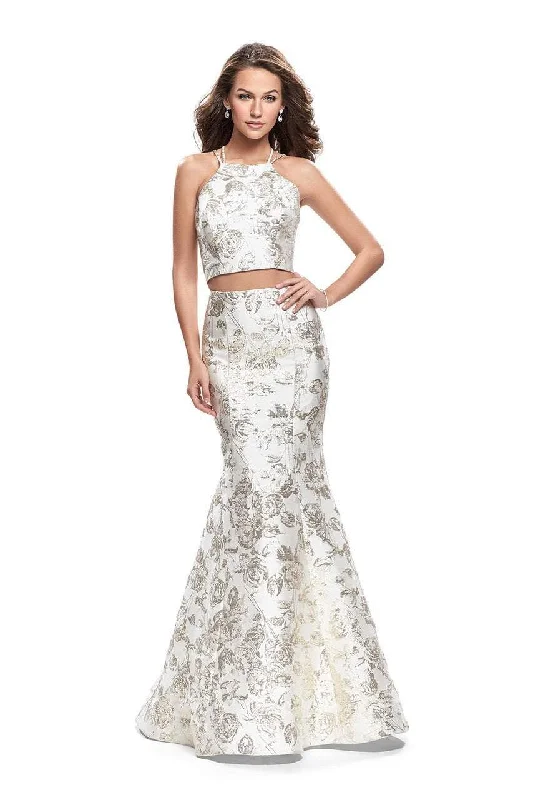 Value Deals La Femme - 26202 Two Piece Gilded Print Jacquard Evening Gown