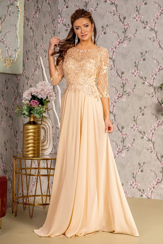 Low Prices Sequin Embroidered 3/4 Sleeve Gown by GLS Gloria GL3446