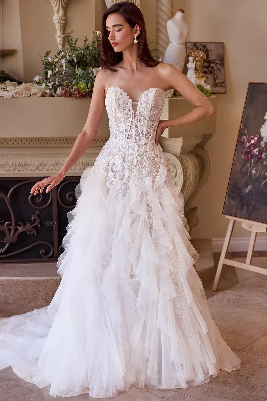 YEAR-End Clearance Strapless Ruffed Wedding Gown by Ladivine WL016