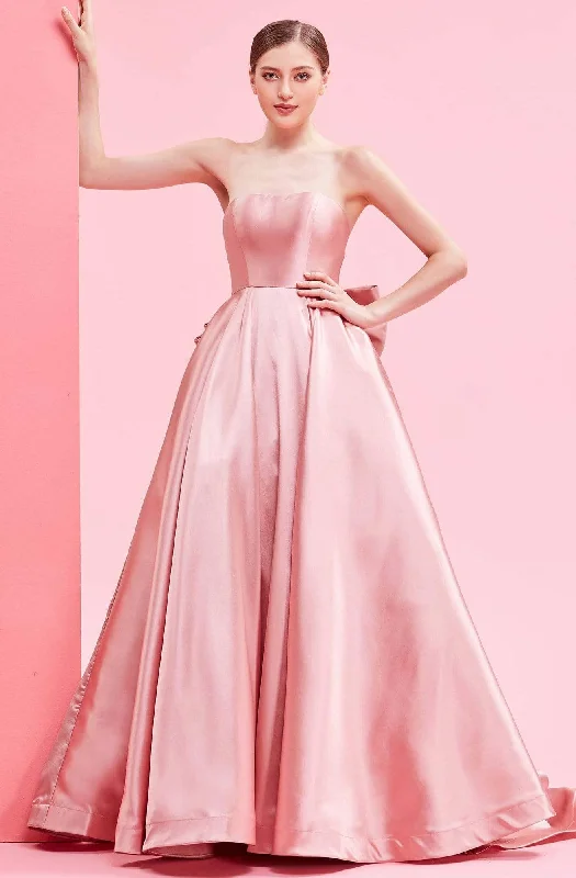 Overstock Sale J'Adore Dresses - J16008 Strapless Mikado Gown with Oversized Bow