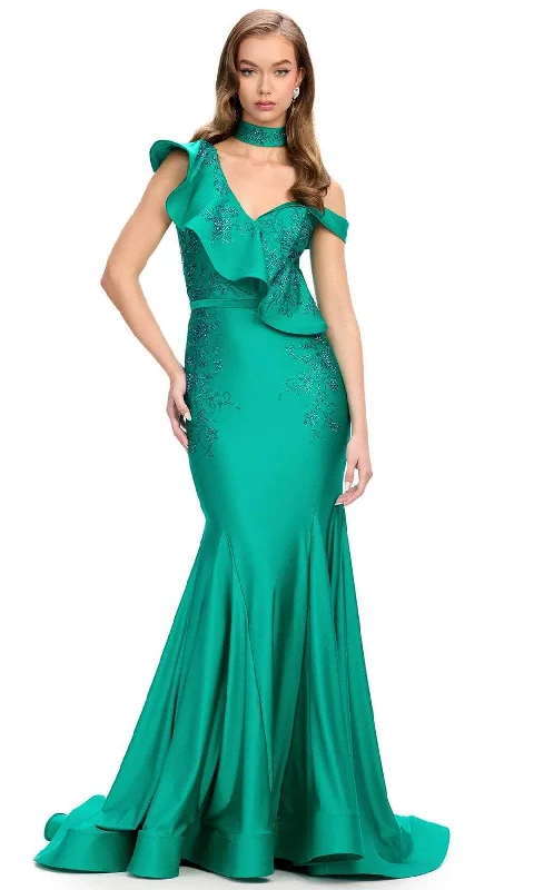 Super Deal Ashley Lauren 11708 - One-Shoulder with Cascading Ruffle Evening Gown