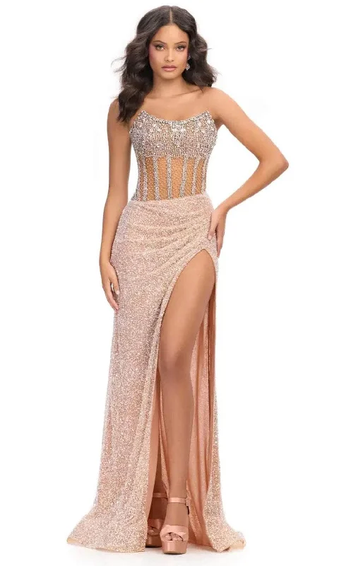 Mega Deal Ashley Lauren 11830 - Scoop Beaded See-Through Evening Gown