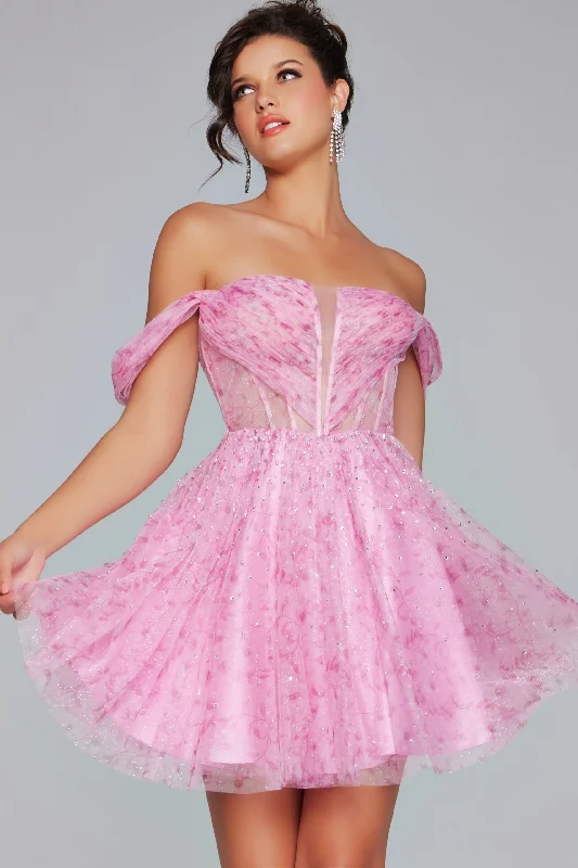 Super Savings Tulle Short Off Shoulder A-line Dress by Jovani 38000