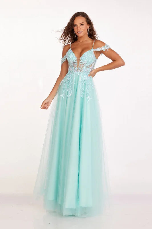 Best Seller Applique Cold Shoulder Gown by Abby Paris 90242