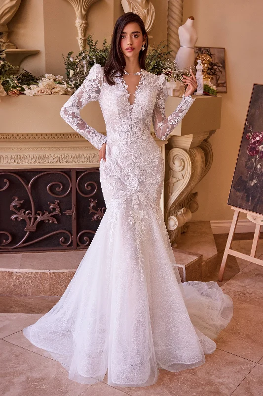 Final Clearance Long Sleeve Mermaid Bridal Gown by Ladivine WL036