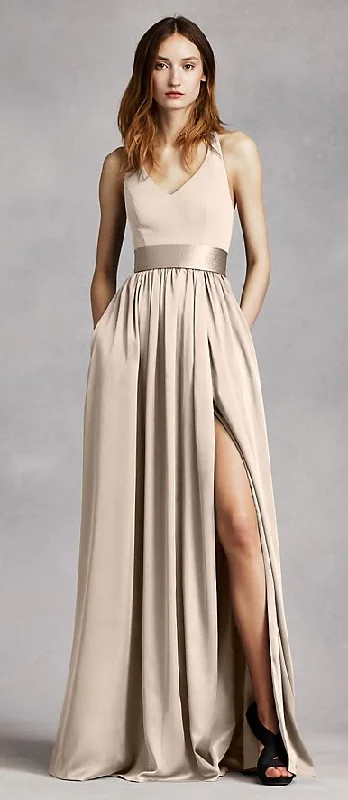 Deep Discounts Vera Wang V Neck Halter Gown with Sash/VW360214