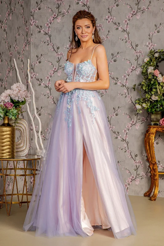Price Rollback 3D Butterfly Sleeveless Two-Tone Gown by GLS Gloria GL3252