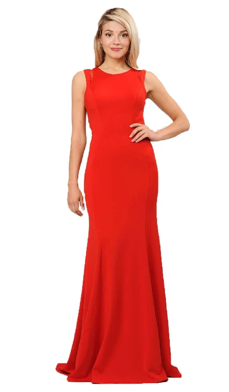 Price Slash Poly USA - 8232 Sexy Cutout Back Mermaid Jersey Evening Gown