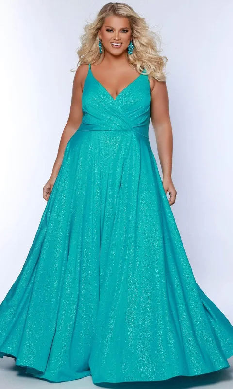 Crazy Deals Sydney's Closet SC7375 - Glittered Deep V-Neck Prom Dress