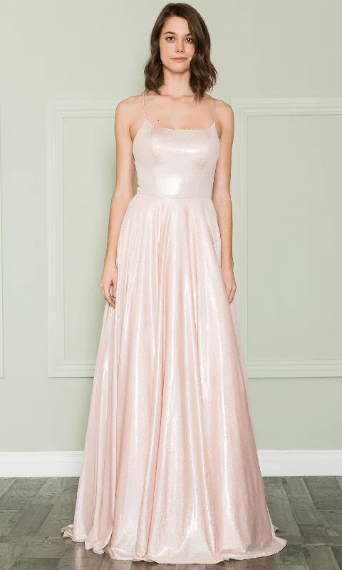 Final Sale Poly USA 8766 - Shimmering Fabric A-line Gown