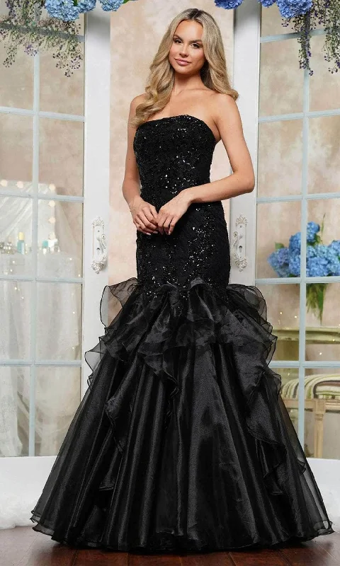 Act Now Colors Dress 3466 - Strapless Organza Flare Dress