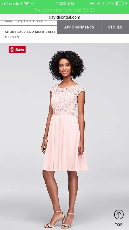 Special Discount David's Bridal Short Lace and Mesh Dress F17019