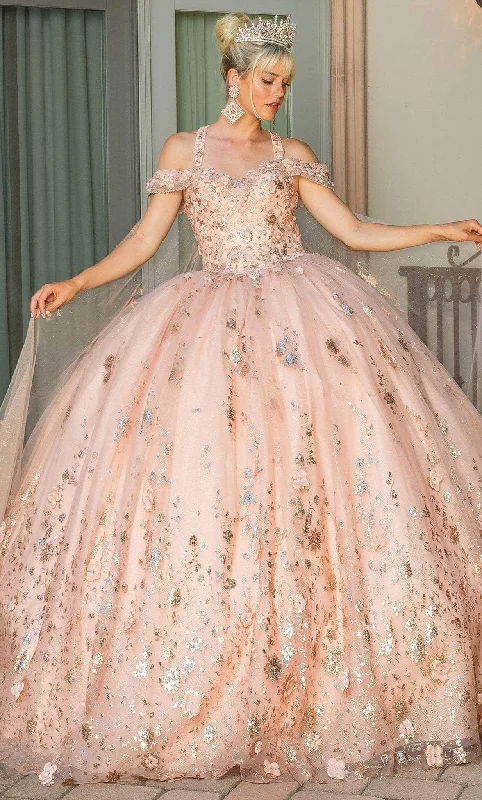 Savings Galore Dancing Queen 1668 - Glitter Quinceanera Ballgown with Cape