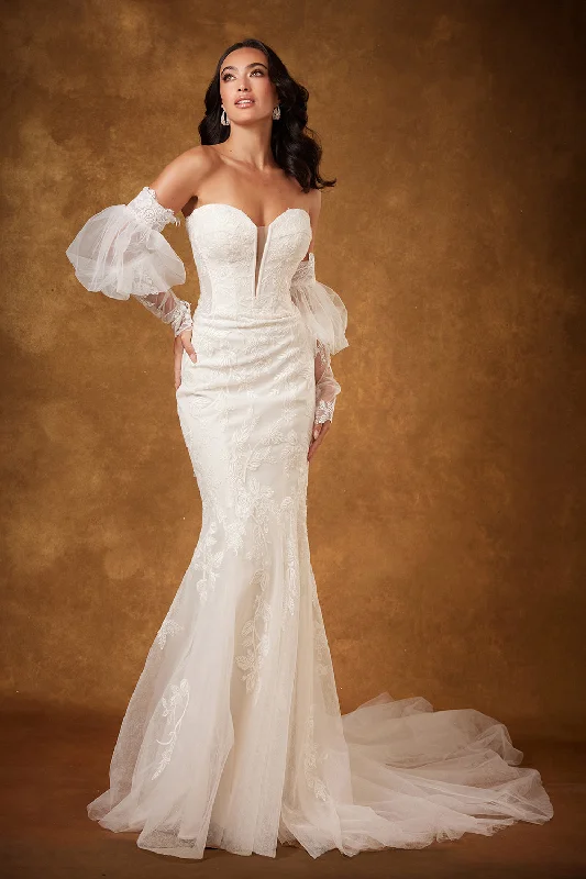 Price Drop Puff Sleeve Strapless Bridal Gown by Abby Lane 97222