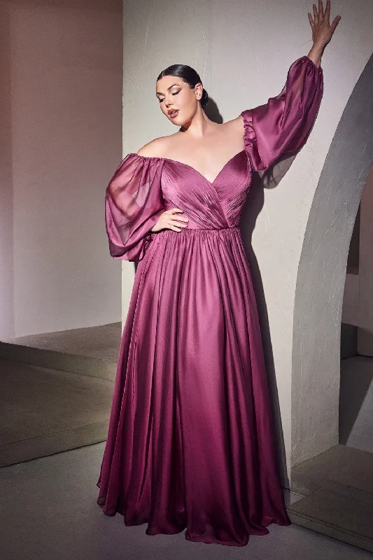Sale Event Curve Long Sleeve Chiffon Gown by Cinderella Divine CD243C