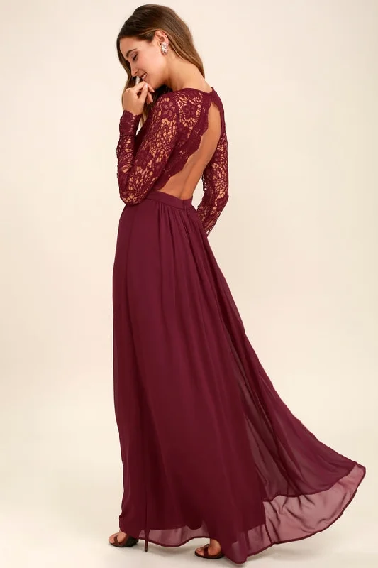 Limited Quantity Other BURGUNDY LONG SLEEVE LACE DRESS