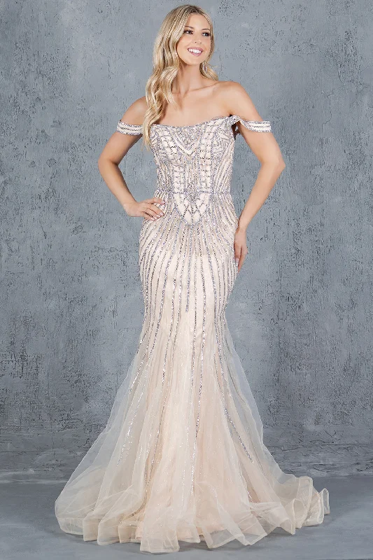 Price Buster Beaded Off Shoulder Gown by Cinderella Couture 8271J