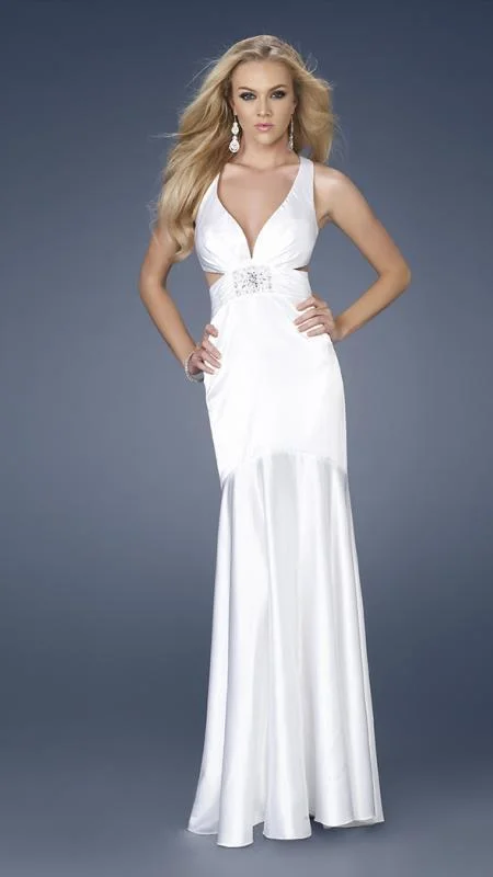 Bargain Prices La Femme Gigi - 15119 Crisscross Back Satin Evening Dress