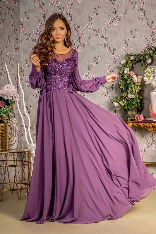 Season Finale Sale Embroidered Long Sleeve A-line Gown by GLS Gloria GL3363