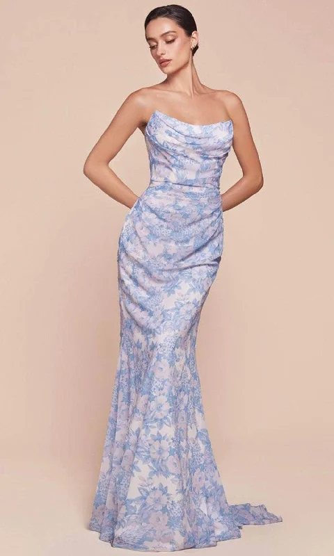 Price Reduction Cinderella Divine 7445 - Floral Scoop Neck Evening Gown
