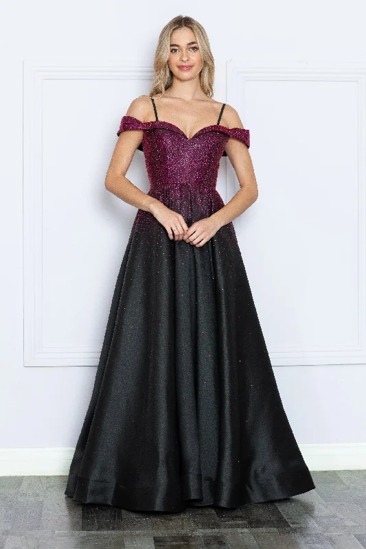 Limited Time Heat Stone Cold Shoulder A-line Gown by Poly USA 9278