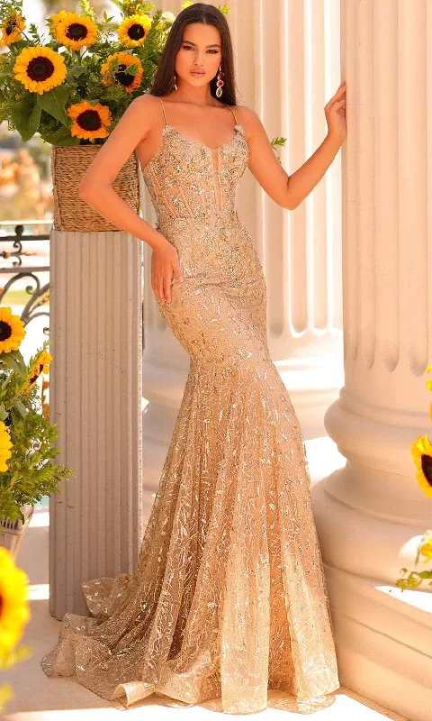 Fantastic Offers Clarisse 811178 - Floral Sequined V Neck Prom Dress